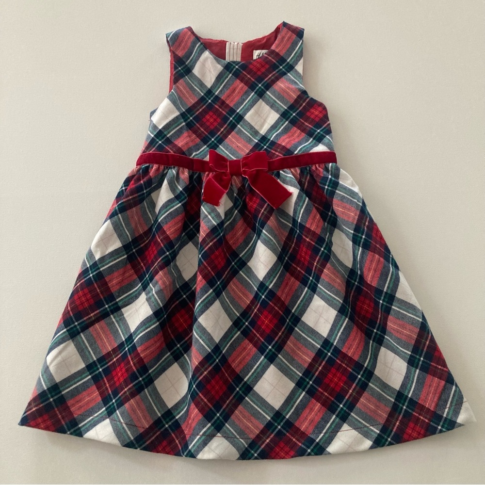 H&M Girls 5-6 Red Plaid Dress Holiday Christmas